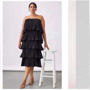 Anthropologie Black Strapless Tiered Dress